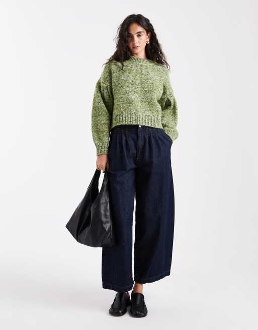 ASOS DESIGN – Zielono-niebieski sweter z obszernymi rękawami, 3 z 4