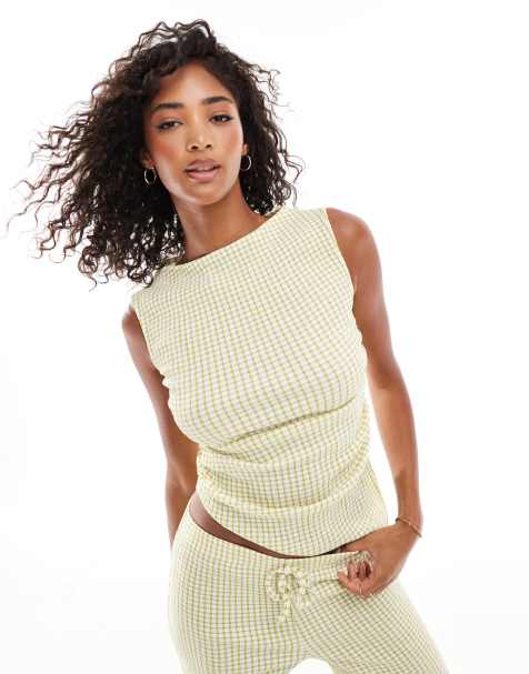 ASOS DESIGN – Zielony asymetryczny top w kratkę, część zestawu - view 1