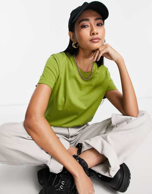 ASOS DESIGN – Zielony bawełniany T-shirt z okrągłym dekoltem – MGREEN