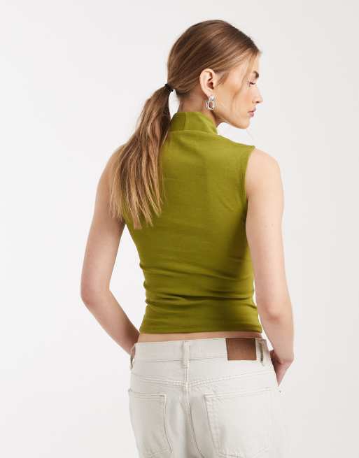 ASOS DESIGN – Zielony bawełniany top z głębokim dekoltem, 4 z 4