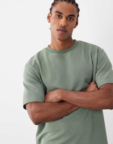 ASOS DESIGN – Zielony gruby fakturowany T-shirt o luźnym kroju - view 1