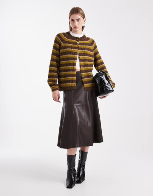 ASOS DESIGN – Zielony kardigan w paski z raglanowymi rękawami, 2 z 4