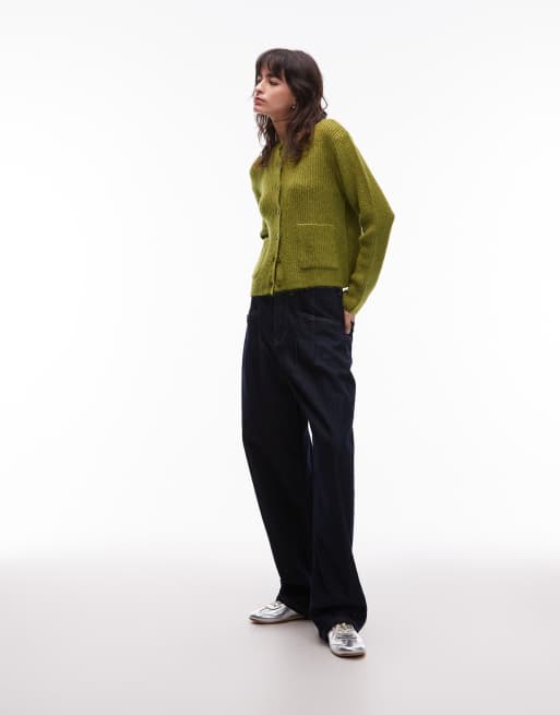 ASOS DESIGN – Zielony kardigan z naszytymi kieszeniami, 2 z 4