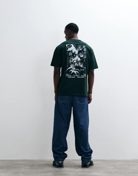 ASOS DESIGN – Zielony luźny T-shirt z kwiatową grafiką - view 1