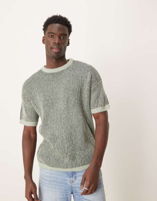 ASOS DESIGN – Zielony luźny T-shirt z prążkowanej dzianiny, część zestawu