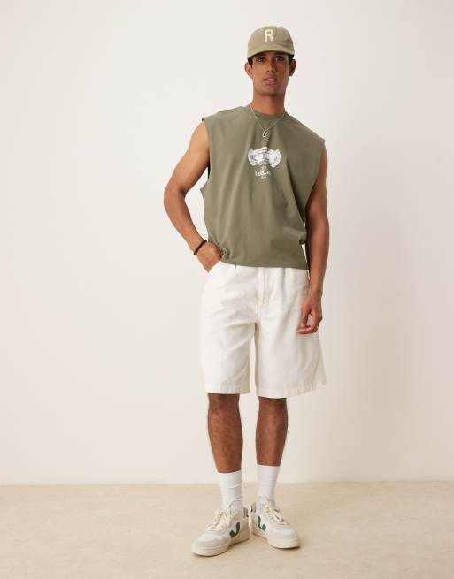 ASOS DESIGN – Zielony podkoszulek oversize z nadrukiem , 4 z 4