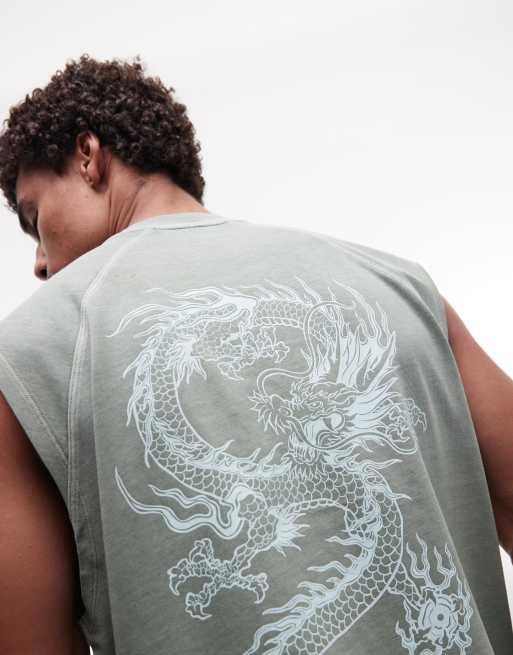 ASOS DESIGN – Zielony sprany top bez rękawów oversize z grafiką, 5 z 5