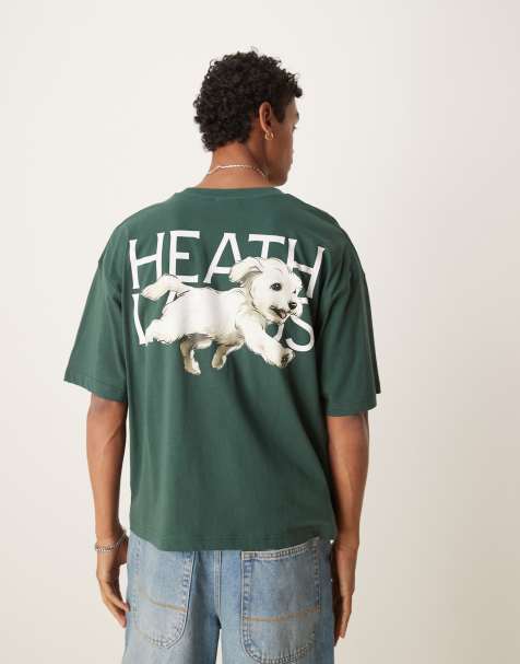 ASOS DESIGN boxy oversized t-shirt with dog graphic in green