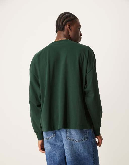 ASOS DESIGN – Zielony t-shirt oversize z długim rękawem, 3 z 4