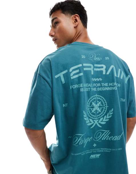 ASOS DESIGN – Zielony T-shirt oversize z grafiką tekstową - view 1