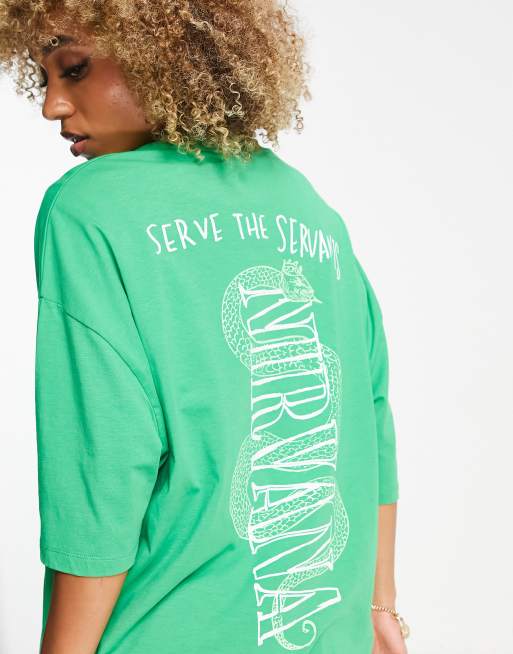 ASOS DESIGN – Zielony T-shirt oversize z motywami zespołu Nirvana, 2 z 4
