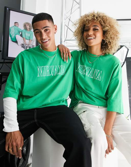 ASOS DESIGN – Zielony T-shirt oversize z motywami zespołu Nirvana, 3 z 4