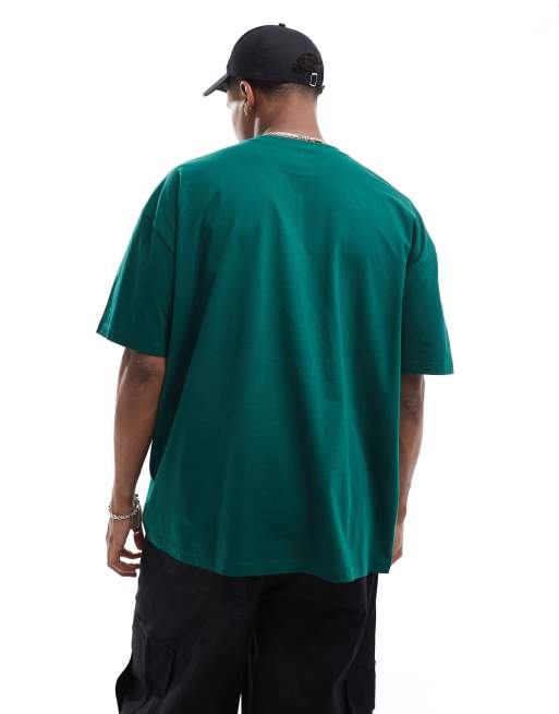 ASOS DESIGN – Zielony T-shirt oversize z nadrukiem z przodu, 3 z 4
