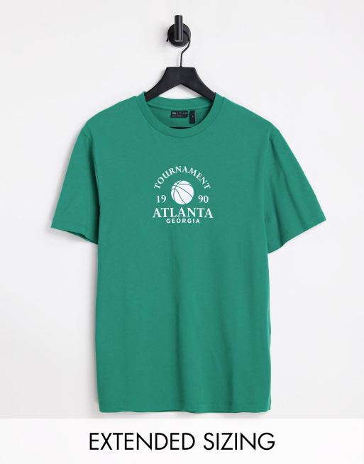 ASOS DESIGN – Zielony T-shirt z nadrukiem z motywem miasta Atlanta