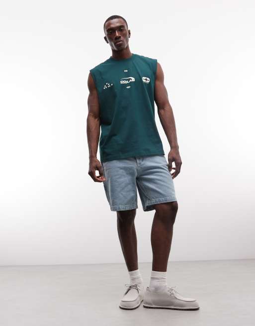 ASOS DESIGN – Zielony top bez rękawów oversize z grafiką, 2 z 5
