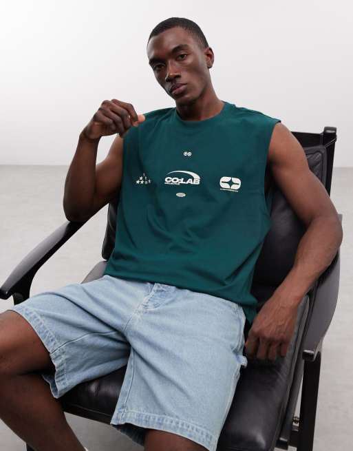 ASOS DESIGN – Zielony top bez rękawów oversize z grafiką, 3 z 5