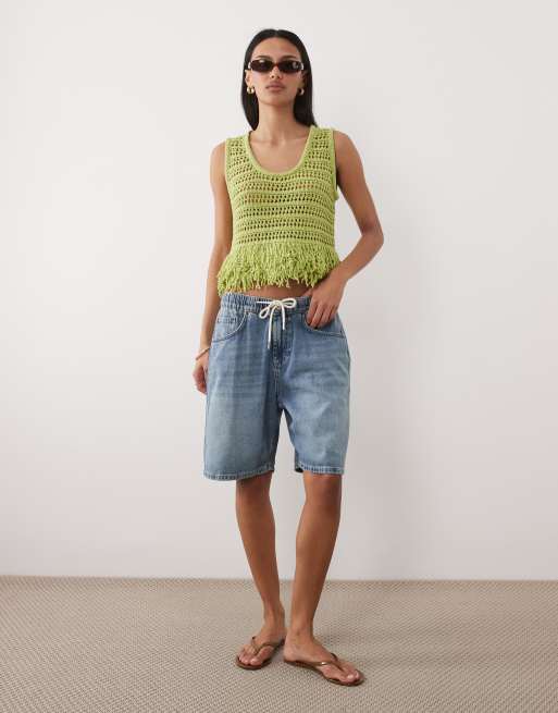 ASOS DESIGN – Zielony top bez rękawów z frędzlami, 3 z 4