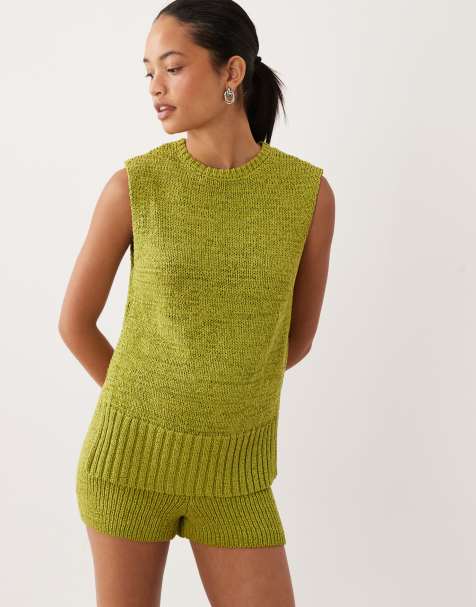 ASOS DESIGN – Zielony top bez rękawów z przędzy tasiemkowej, część zestawu - view 1
