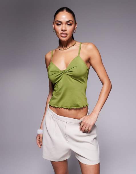 ASOS DESIGN – Zielony top na ramiączkach ze skręconym biustem - view 1