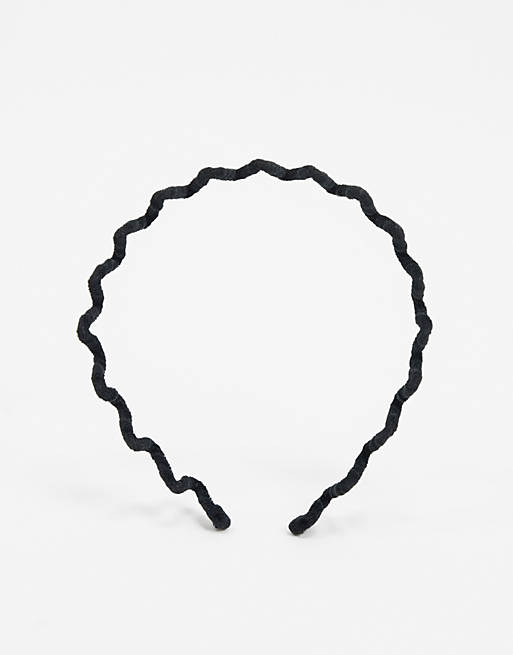 ASOS DESIGN zig zag headband in black velvet | ASOS