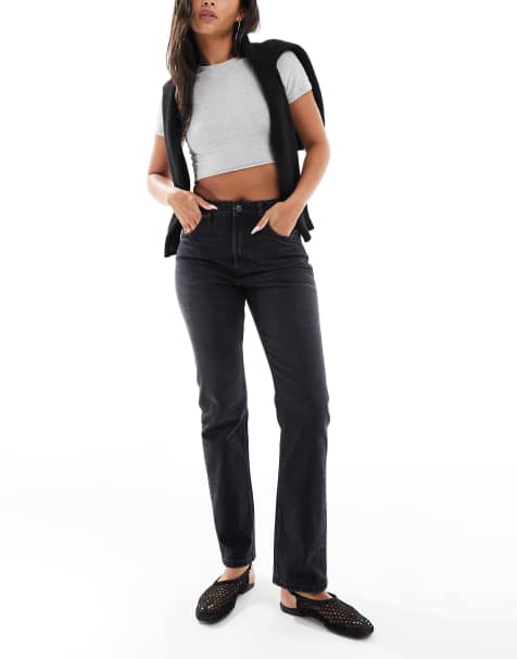 ASOS DESIGN – Zigaretten-Jeans in Schwarz mit hohem Bund - view 1