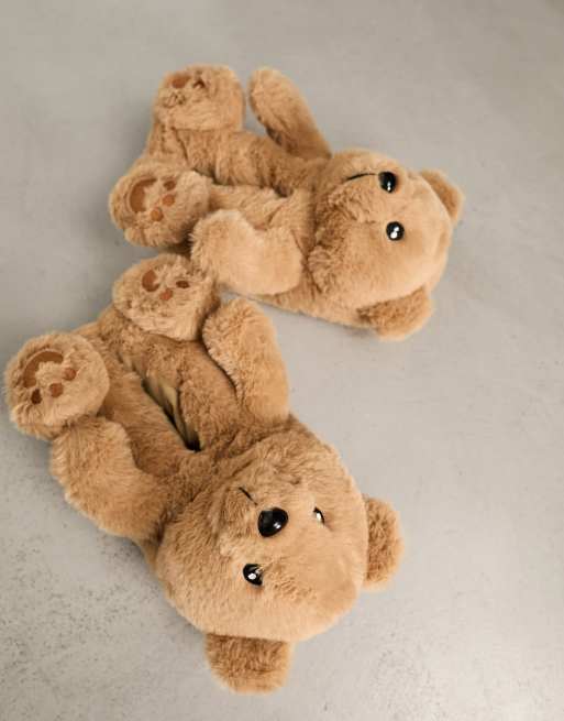 Teddy bear slippers online size 10