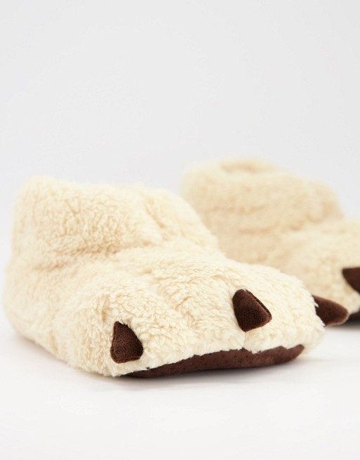 ASOS DESIGN Zigzag monster feet slippers in teddy fur