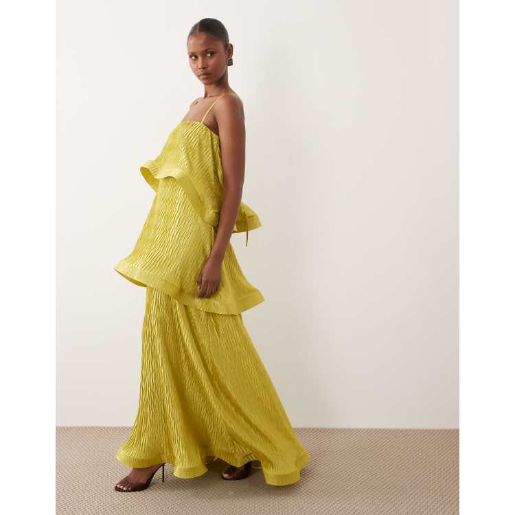 asos design double cloth trapeze maxi dress ASOS DESIGN double cloth trapeze maxi dress in yellow