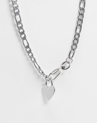 ASOS DESIGN - Zilverkleurige ketting en hanger met hart