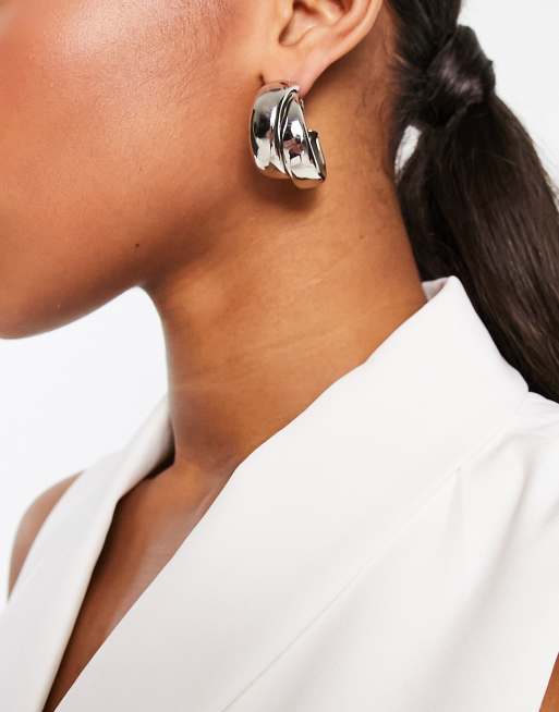 ASOS DESIGN - Zilverkleurige oorringen met brede overslag