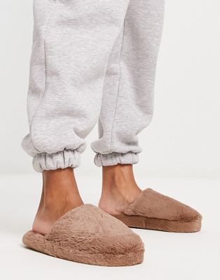 ASOS DESIGN Zina closed toe slippers in taupe - ASOS Price Checker