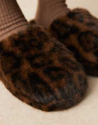 Asos Design Zina Closed Toe Slippers In Animal Print
