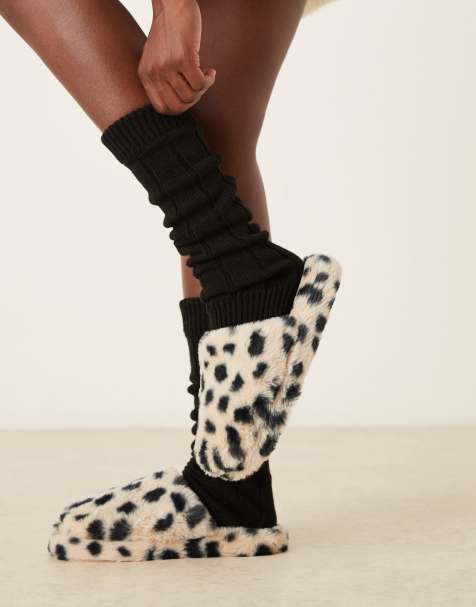ASOS DESIGN Zina closed toe slippers in dalmatian print - view 1