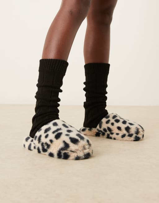 ASOS DESIGN Zina closed toe slippers in dalmatian print