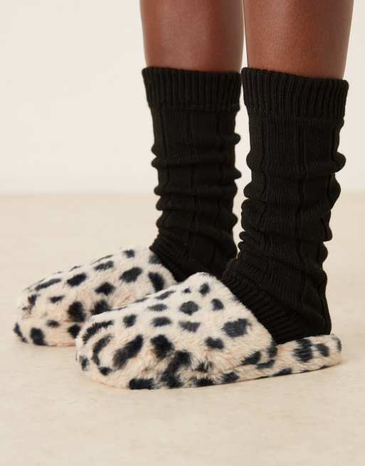 ASOS DESIGN Zina closed toe slippers in dalmatian print