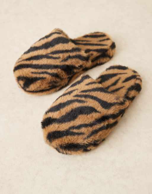 ASOS DESIGN Zina closed toe slippers in tiger print