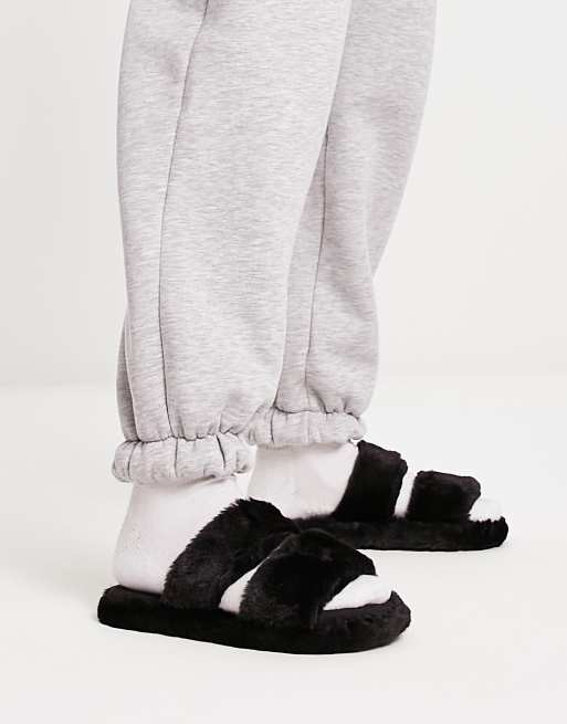 ASOS DESIGN – Zion – Hausschuhe mit doppeltem Riemen in Schwarz, 2 von 4
