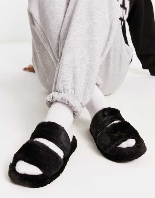 ASOS DESIGN - Zion - Pantofole stile sliders con doppia fascia, colore nero