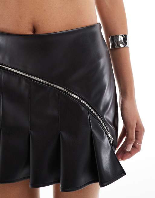 A line leather look mini skirt sale