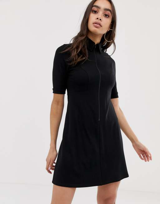 ASOS DESIGN zip front clean mini dress | ASOS