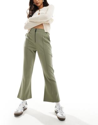 Asos Design Zip Front Slim Leg Tailored Pants In Green