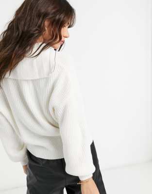 cream zip front sweater