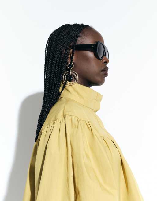 ASOS DESIGN zip front volume cropped shacket in yellow, 2 of 4