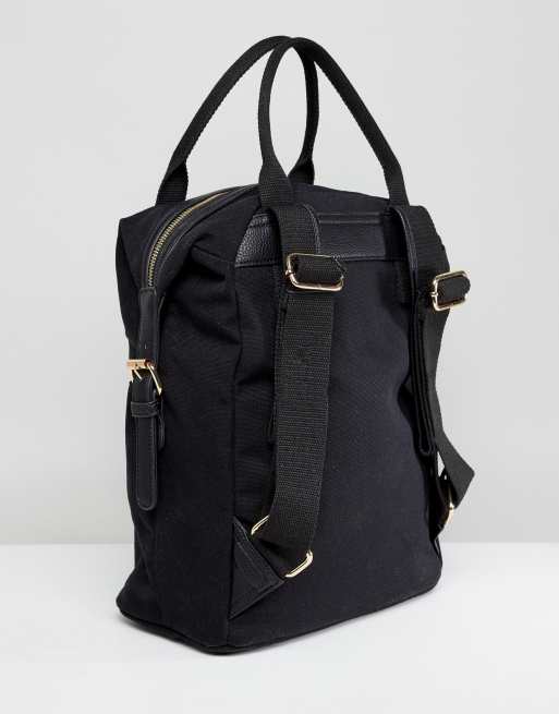 ASOS DESIGN zip over canvas backpack with double handle