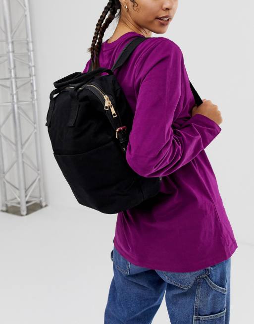 Asos design zip over canvas backpack 2025 with double handle