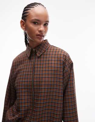 Asos Design Zip Through Bomber Shirt Co-ord In Multi