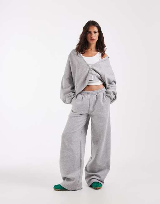 ASOS DESIGN zip through brushback hoodie in gray heather , 3 of 4