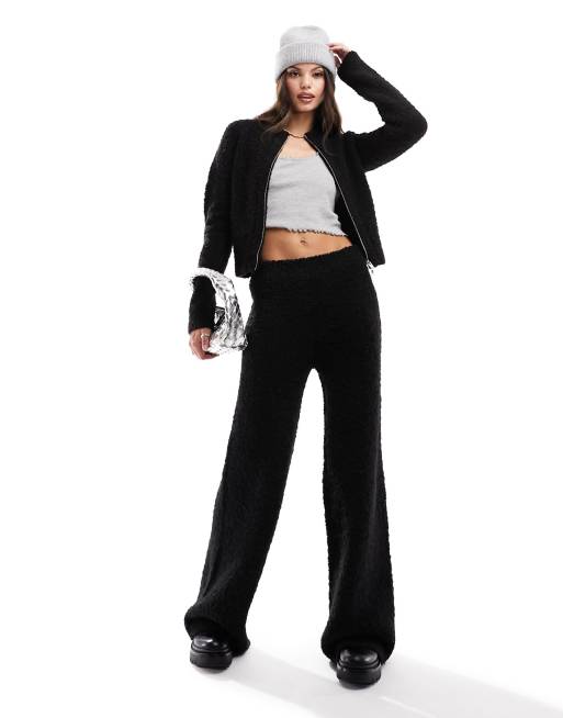 ASOS DESIGN zip through cardigan in fluffy yarn in black - part of a set, 3 of 4