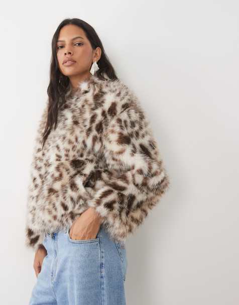 ASOS DESIGN zip through faux fur bomber jacket in cheetah - view 1