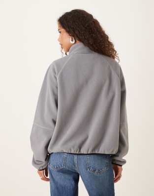 Asos Design Zip Through Fleece In Gray